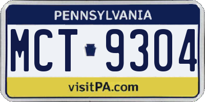 PA license plate MCT9304