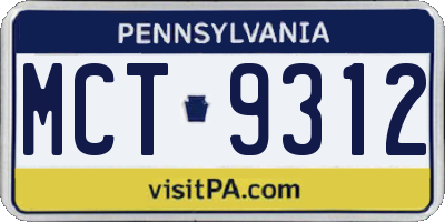 PA license plate MCT9312