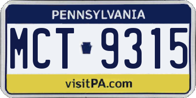 PA license plate MCT9315