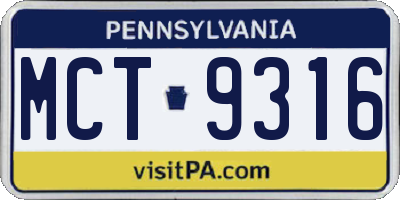 PA license plate MCT9316