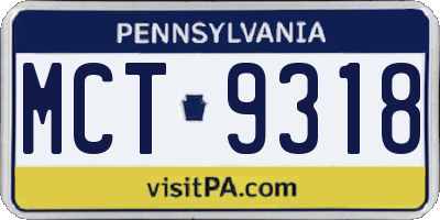 PA license plate MCT9318