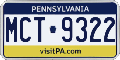 PA license plate MCT9322