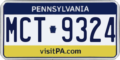 PA license plate MCT9324