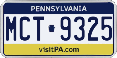 PA license plate MCT9325