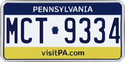 PA license plate MCT9334
