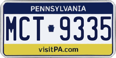 PA license plate MCT9335