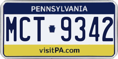 PA license plate MCT9342
