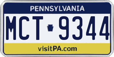 PA license plate MCT9344