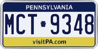 PA license plate MCT9348