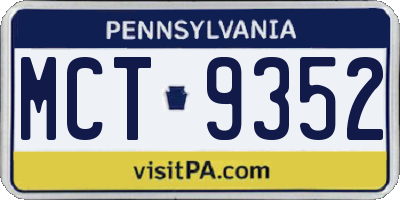 PA license plate MCT9352