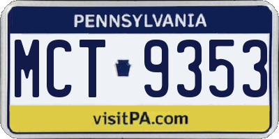 PA license plate MCT9353