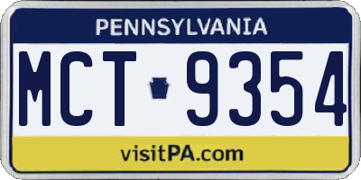 PA license plate MCT9354