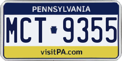 PA license plate MCT9355