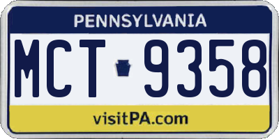PA license plate MCT9358