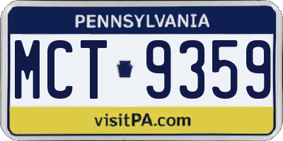 PA license plate MCT9359