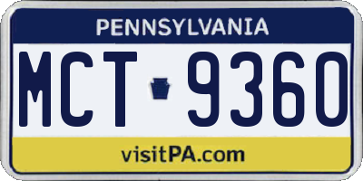 PA license plate MCT9360