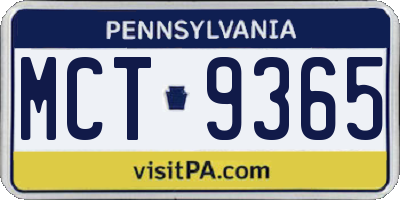 PA license plate MCT9365