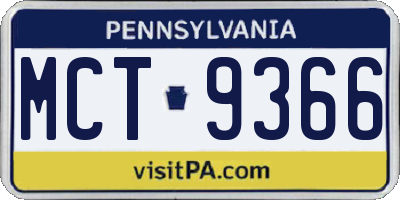 PA license plate MCT9366