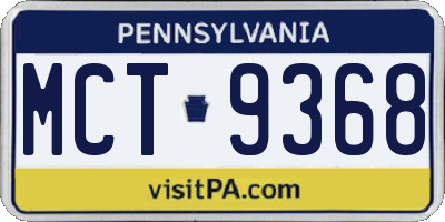PA license plate MCT9368