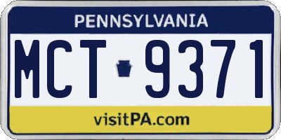 PA license plate MCT9371