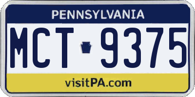 PA license plate MCT9375