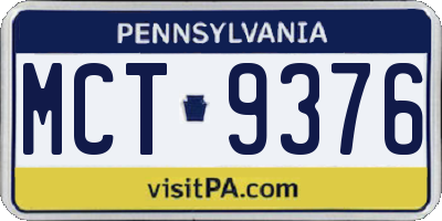 PA license plate MCT9376