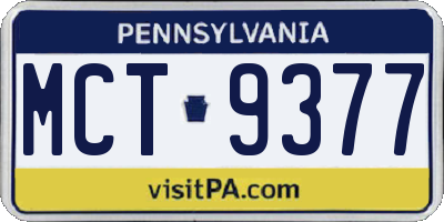 PA license plate MCT9377