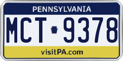 PA license plate MCT9378