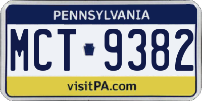 PA license plate MCT9382