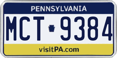 PA license plate MCT9384