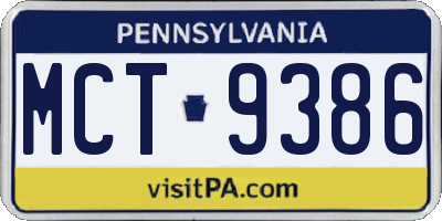 PA license plate MCT9386