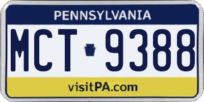 PA license plate MCT9388
