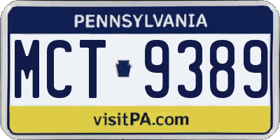 PA license plate MCT9389