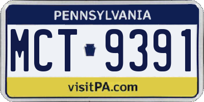 PA license plate MCT9391