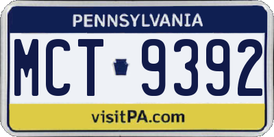 PA license plate MCT9392