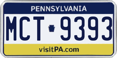 PA license plate MCT9393