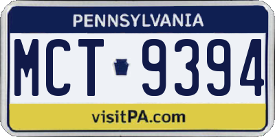 PA license plate MCT9394