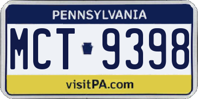 PA license plate MCT9398