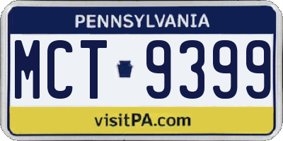 PA license plate MCT9399