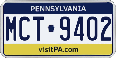 PA license plate MCT9402