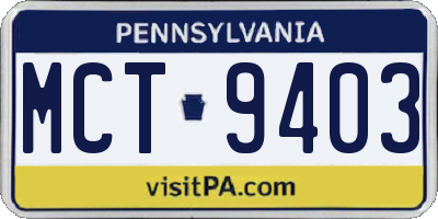 PA license plate MCT9403