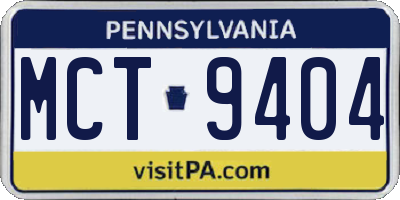 PA license plate MCT9404