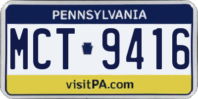 PA license plate MCT9416