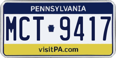 PA license plate MCT9417