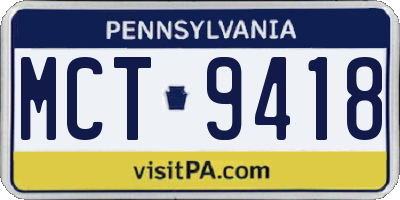 PA license plate MCT9418