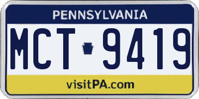 PA license plate MCT9419