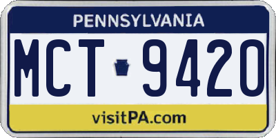 PA license plate MCT9420