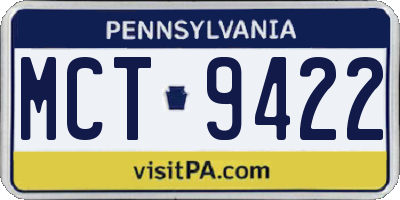 PA license plate MCT9422