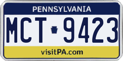 PA license plate MCT9423