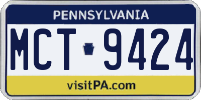 PA license plate MCT9424